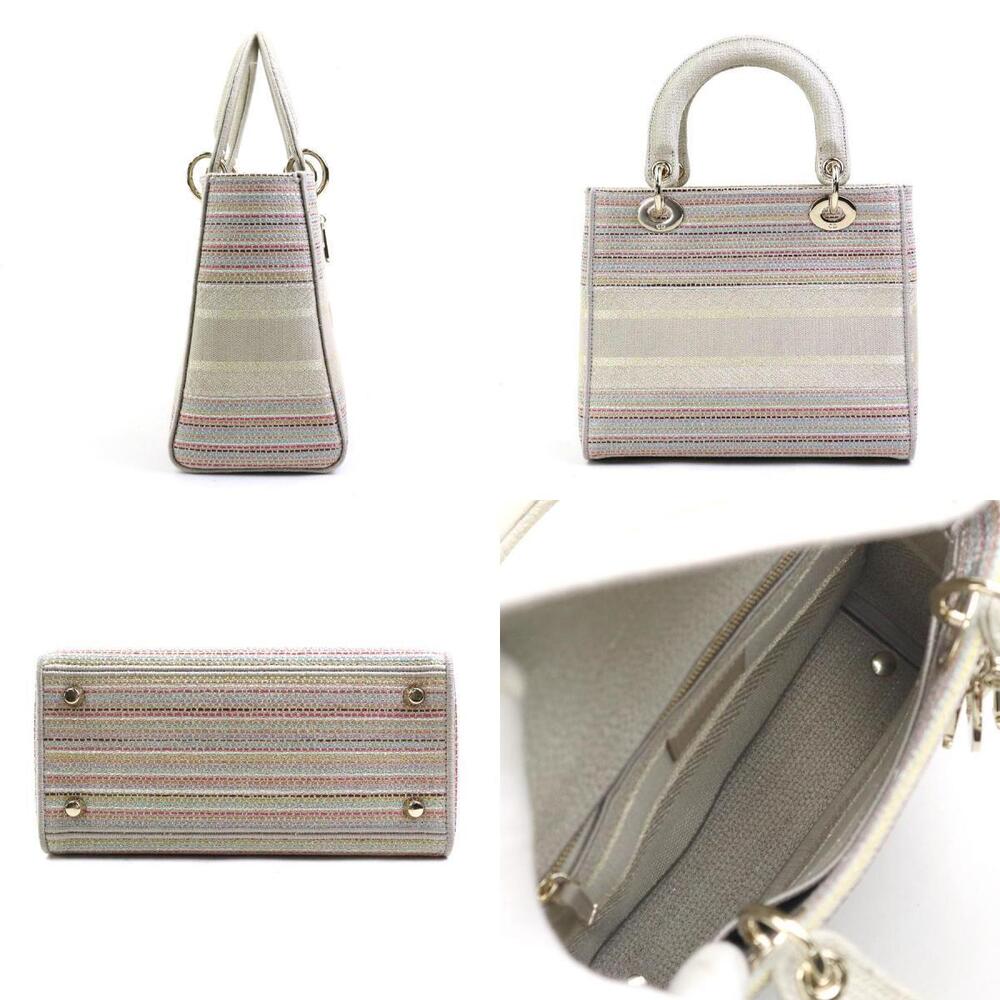 Christian Dior Lady D Lite Canvas Multicolor Gold 2way Shoulder Bag - Picture 2 of 5
